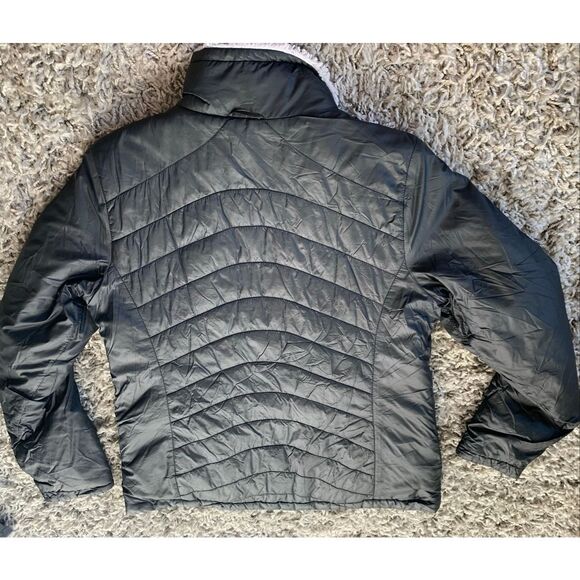 The North Face black gray Mossbud Reversible faux fur JACKET COAT sz  M - Picture 2 of 7